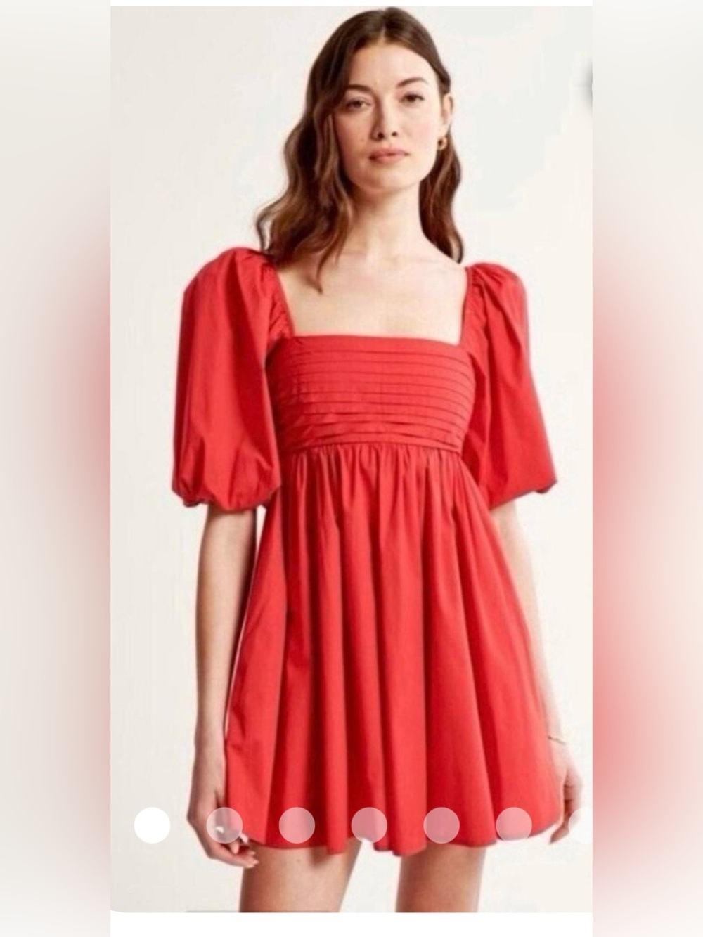 Abercrombie & Fitch Red Puff-Sleeve Mini Dress